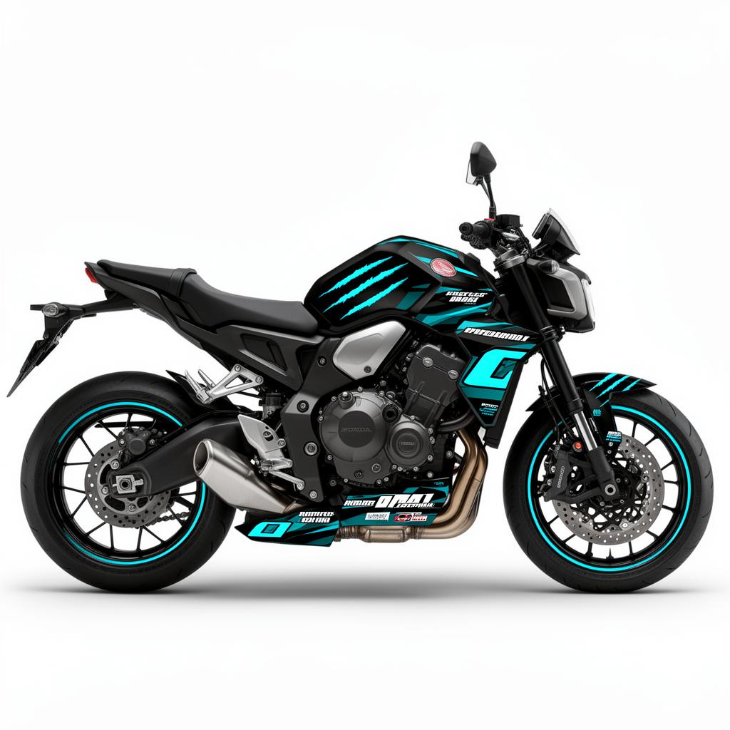 Honda CB1000R Cyan White Racing Decal Kit