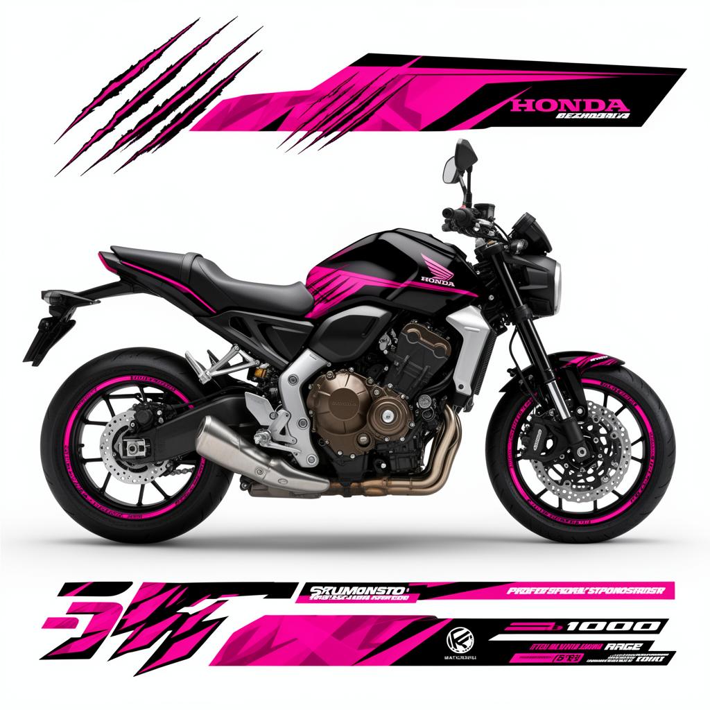 Honda CB1000R Pink Black Racing Decal Kit