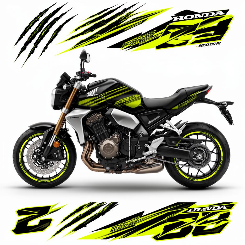 Honda CB1000R Neon Yellow Black Racing Decal Kit
