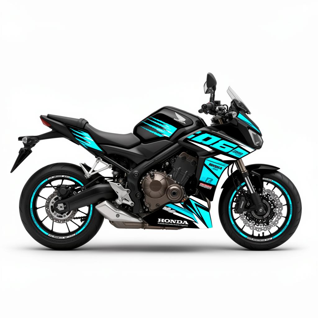 Honda CB650R Cyan White Racing Decal Kit