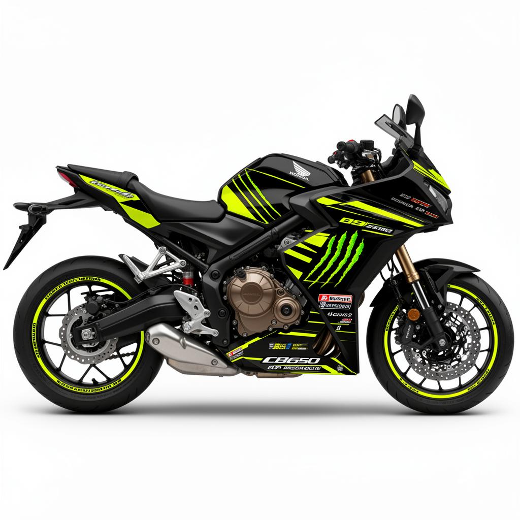 Honda CB650R Neon Yellow Black Racing Decal Kit