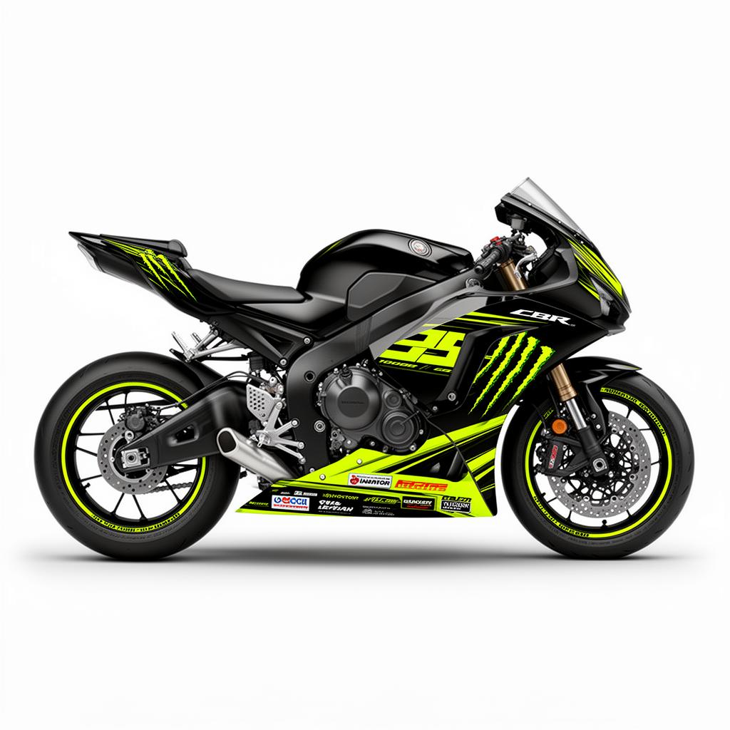 Honda CBR1000RR Neon Yellow Black Racing Decal Kit