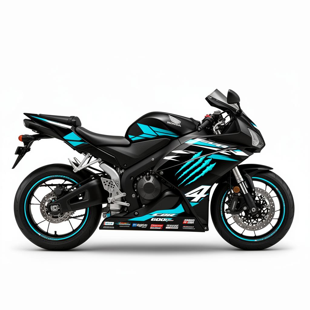 Honda CBR600RR Cyan White Racing Decal Kit