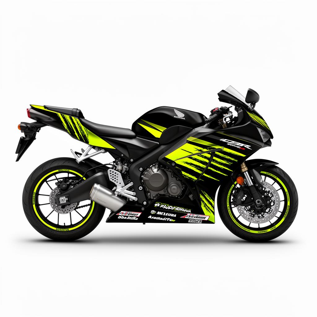 Honda CBR600RR Neon Yellow Black Racing Decal Kit