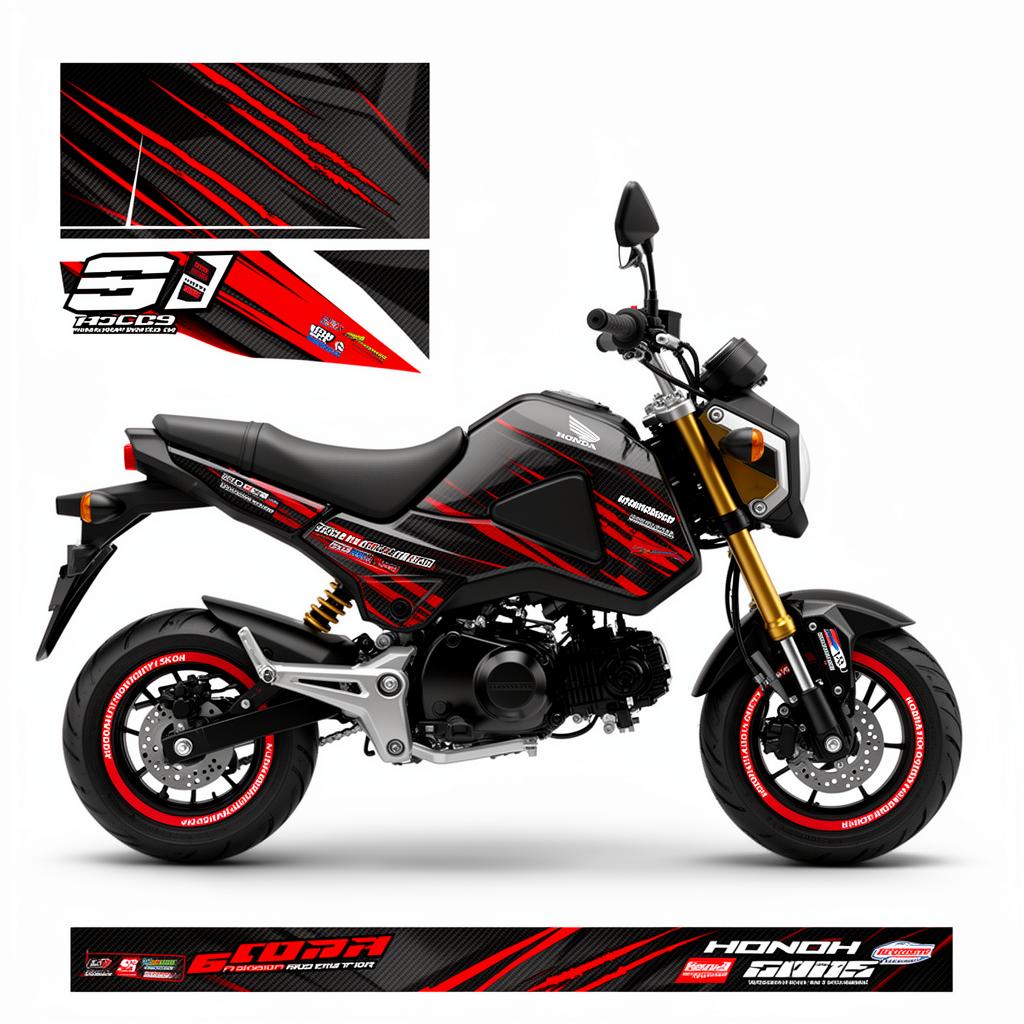 Honda Grom Carbon Red Racing Decal Kit
