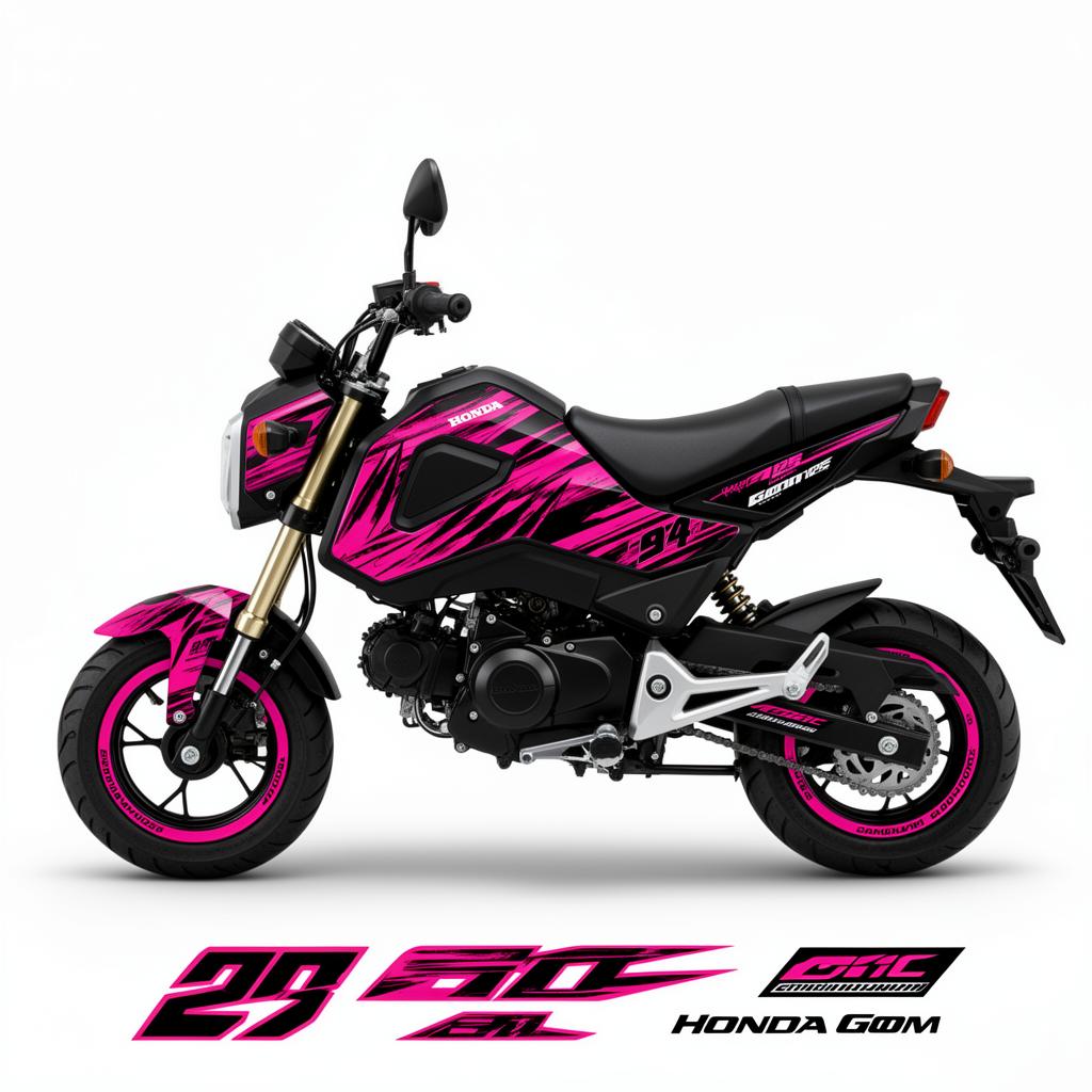 Honda Grom Pink Black Racing Decal Kit