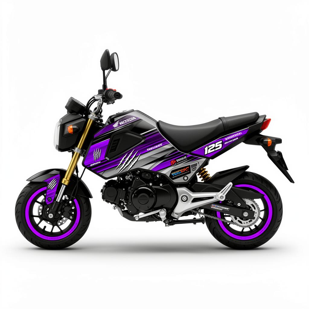 Honda Grom Purple Silver Racing Decal Kit