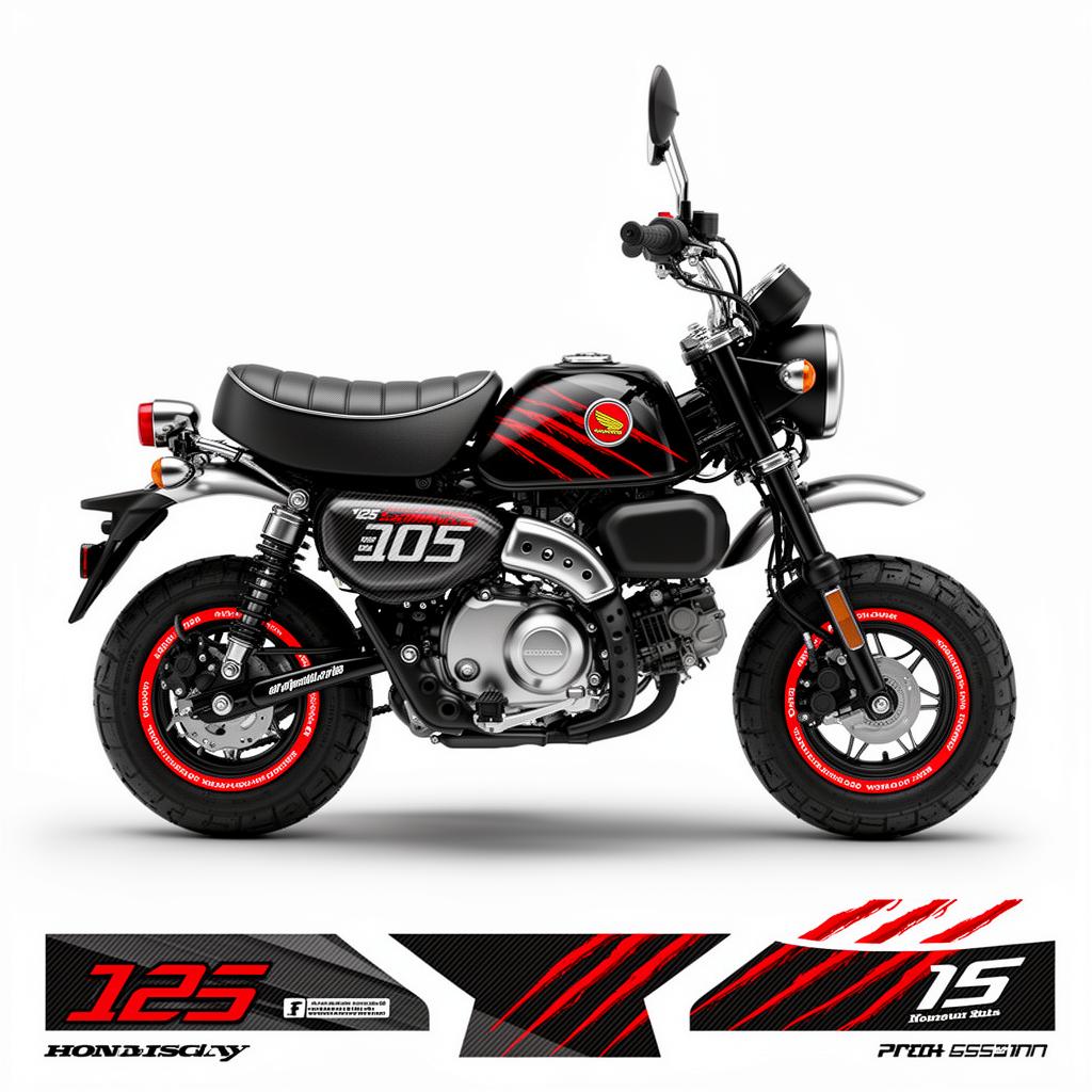 Honda Monkey Carbon Red Racing Decal Kit