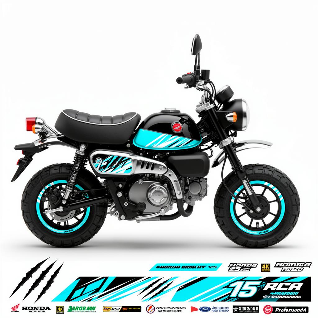 Honda Monkey Cyan White Racing Decal Kit