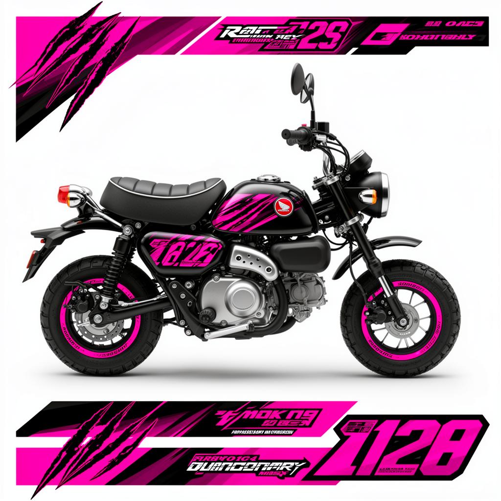 Honda Monkey Pink Black Racing Decal Kit