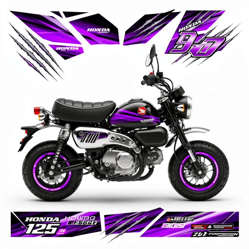 Honda Monkey Purple Silver Racing Decal Kit