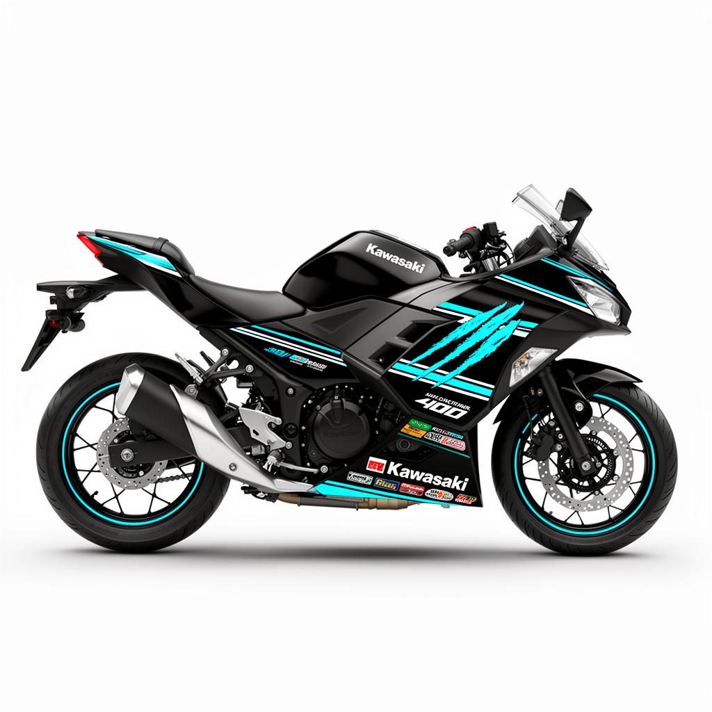 Kawasaki Ninja 400 Cyan White Decal Kit