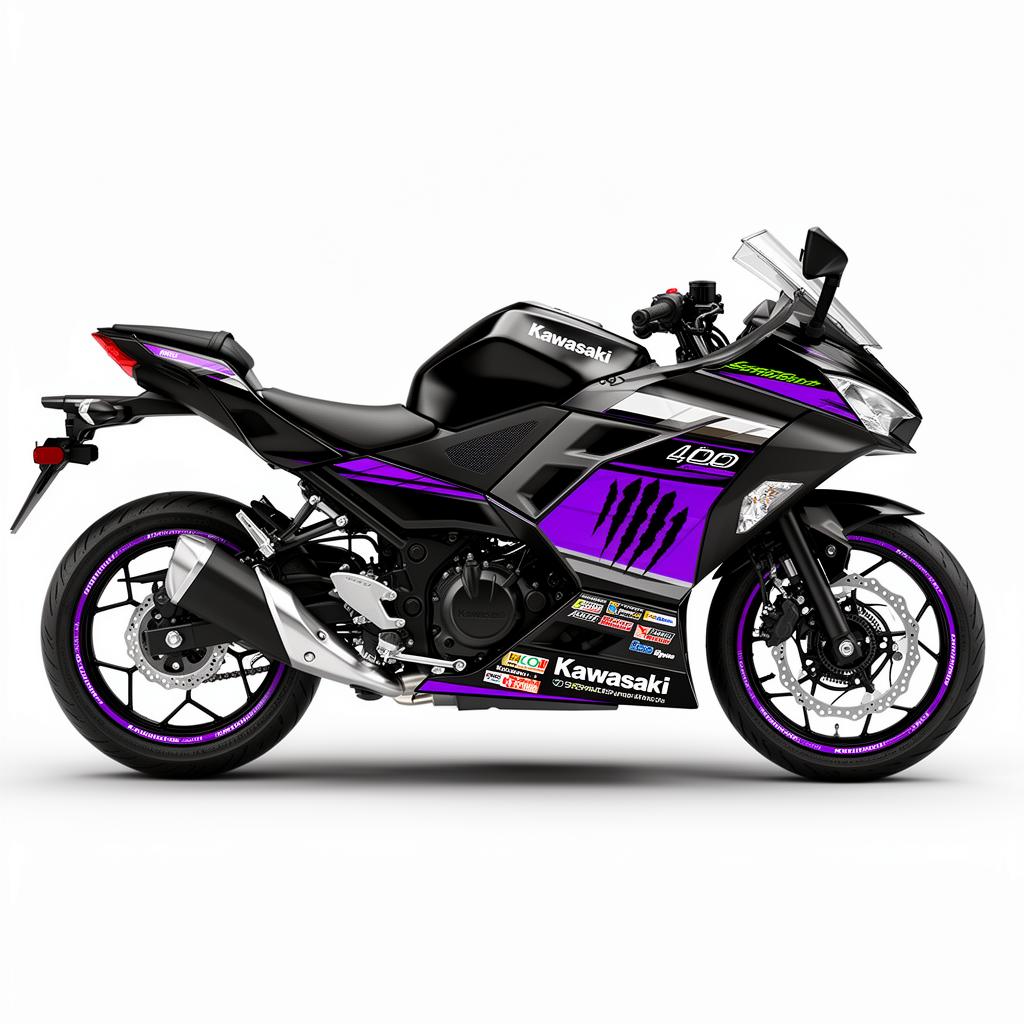 Kawasaki Ninja 400 Purple Silver Decal Kit