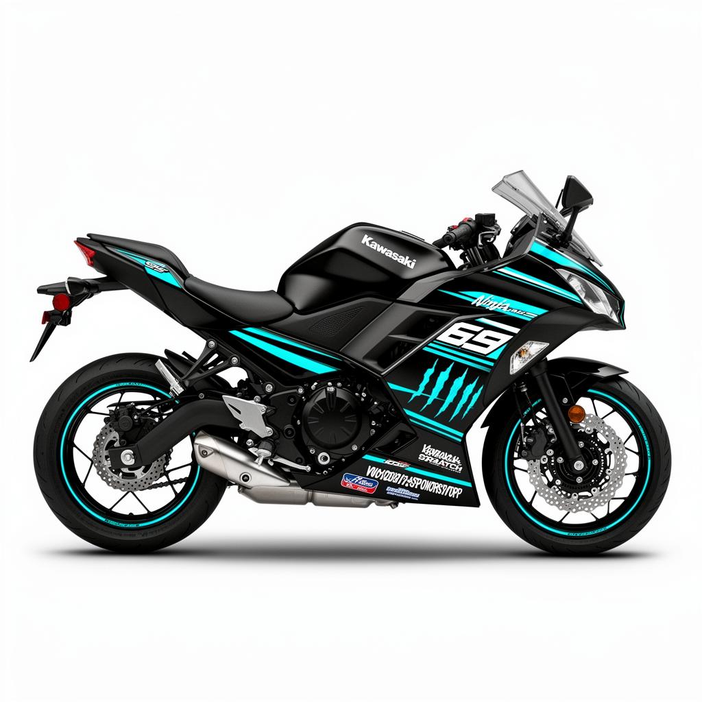 Kawasaki Ninja 650 Cyan White Decal Kit