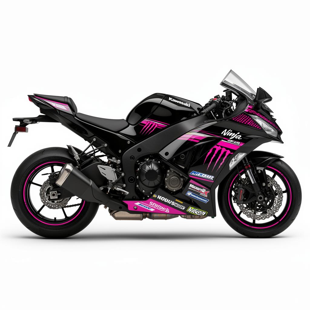 Kawasaki Ninja ZX-10R Pink Black Decal Kit