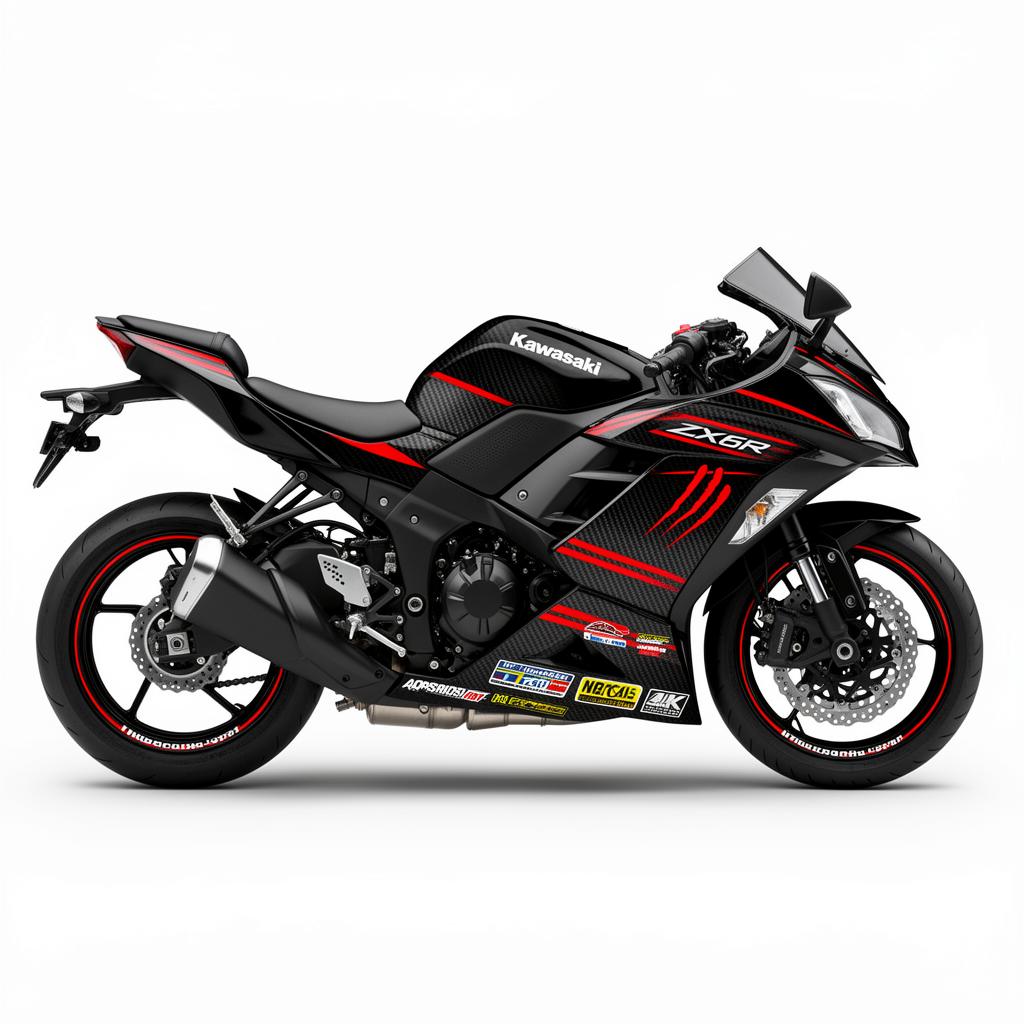 Kawasaki Ninja ZX-6R Carbon Red Decal Kit