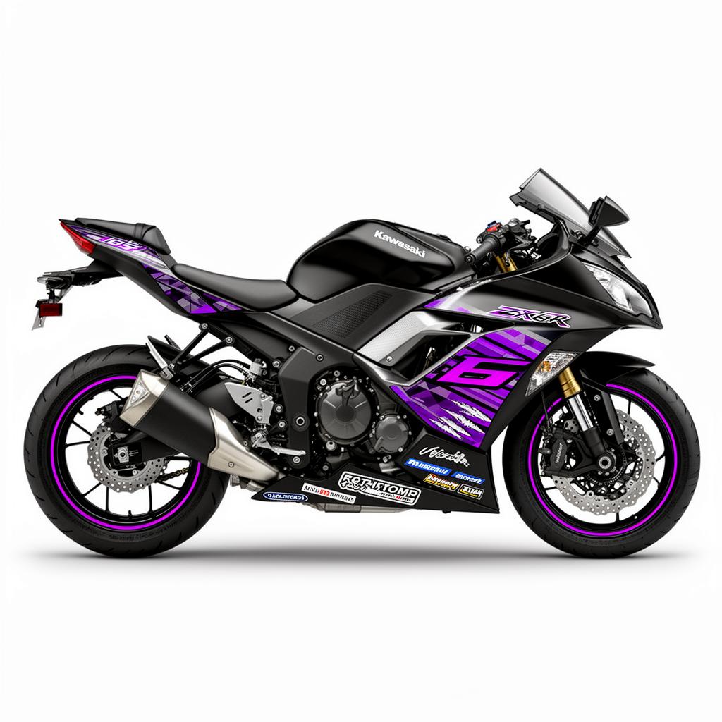 Kawasaki Ninja ZX-6R Purple Silver Decal Kit