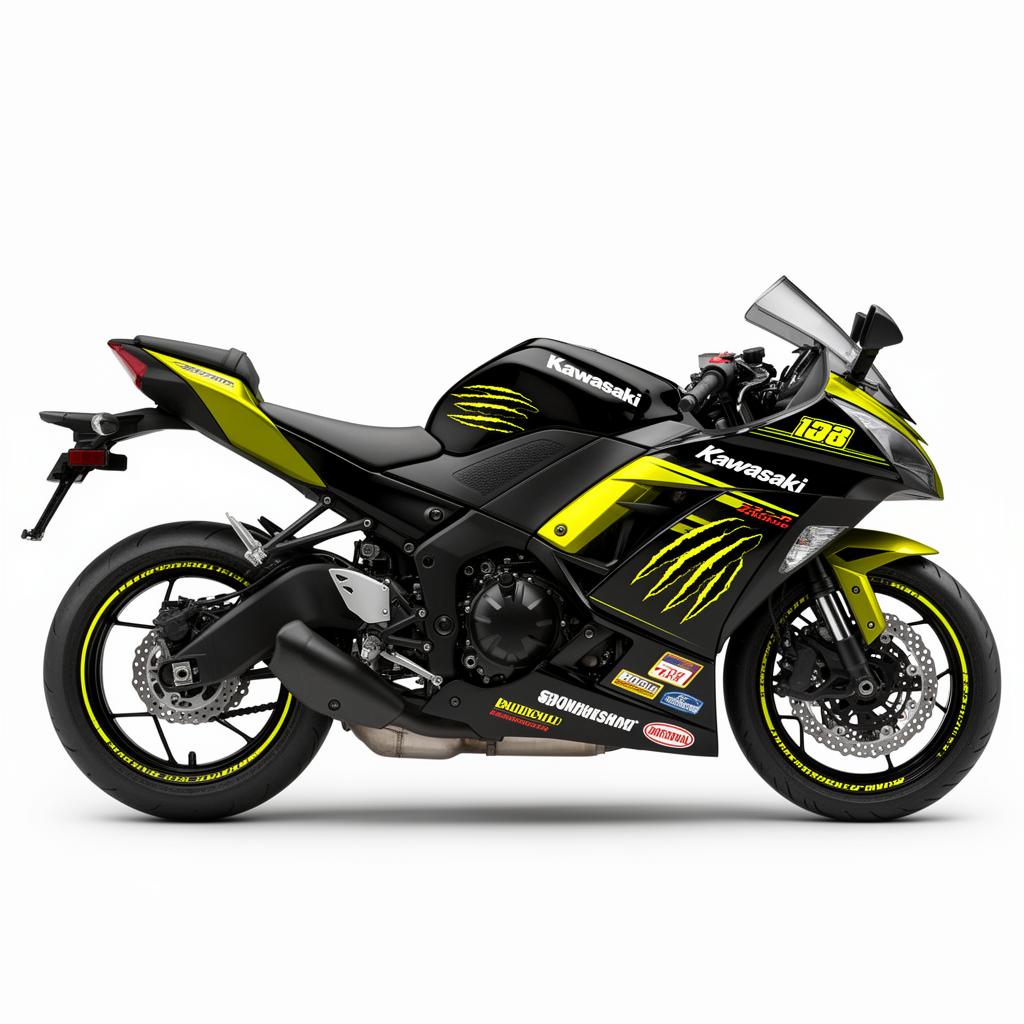 Kawasaki Ninja ZX-6R Yellow Black Decal Kit