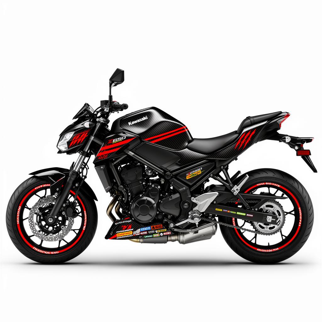Kawasaki Z650 Carbon Red Decal Kit