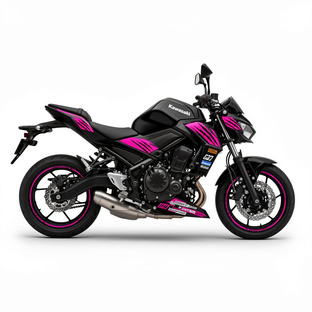 Kawasaki Z650 Pink Black Decal Kit