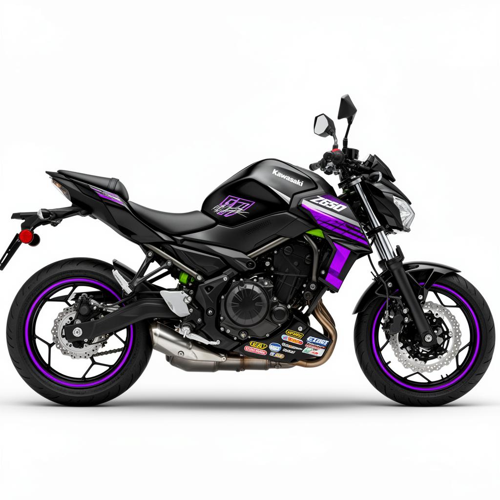 Kawasaki Z650 Purple Silver Decal Kit