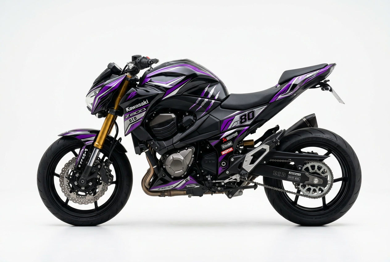 Kawasaki Z800 Purple/Silver Racing Decal Kit