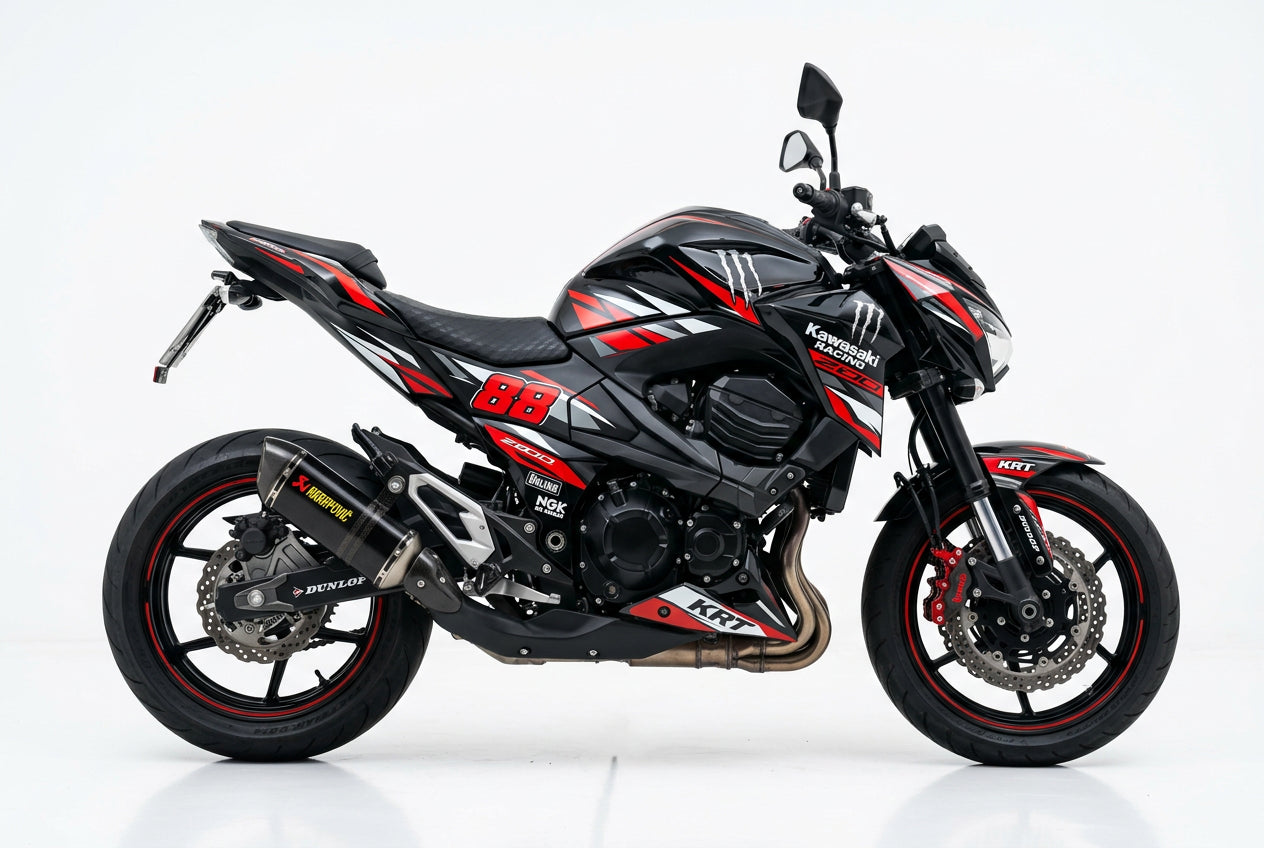 Kawasaki Z800 Red/Black Racing Decal Kit