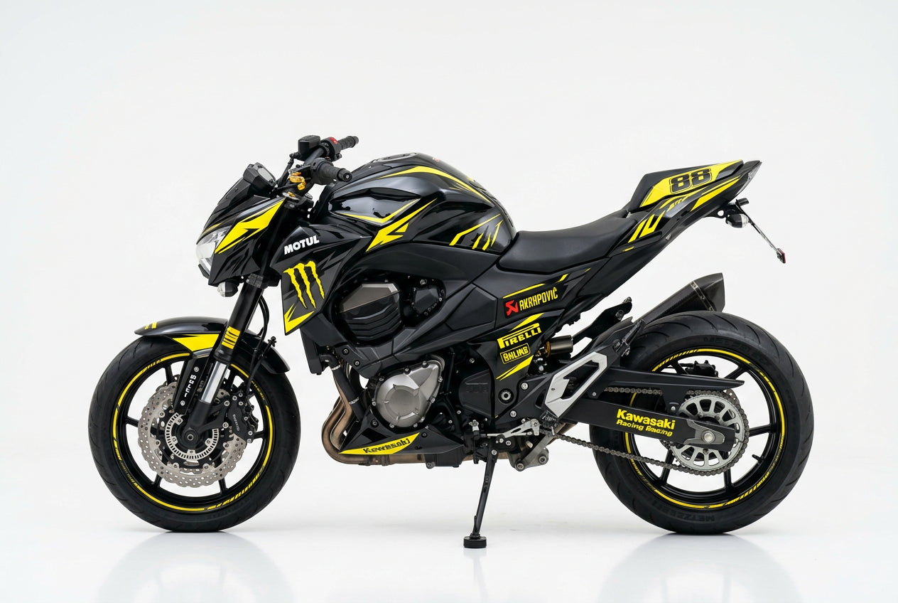 Kawasaki Z800 Yellow/Black Racing Decal Kit