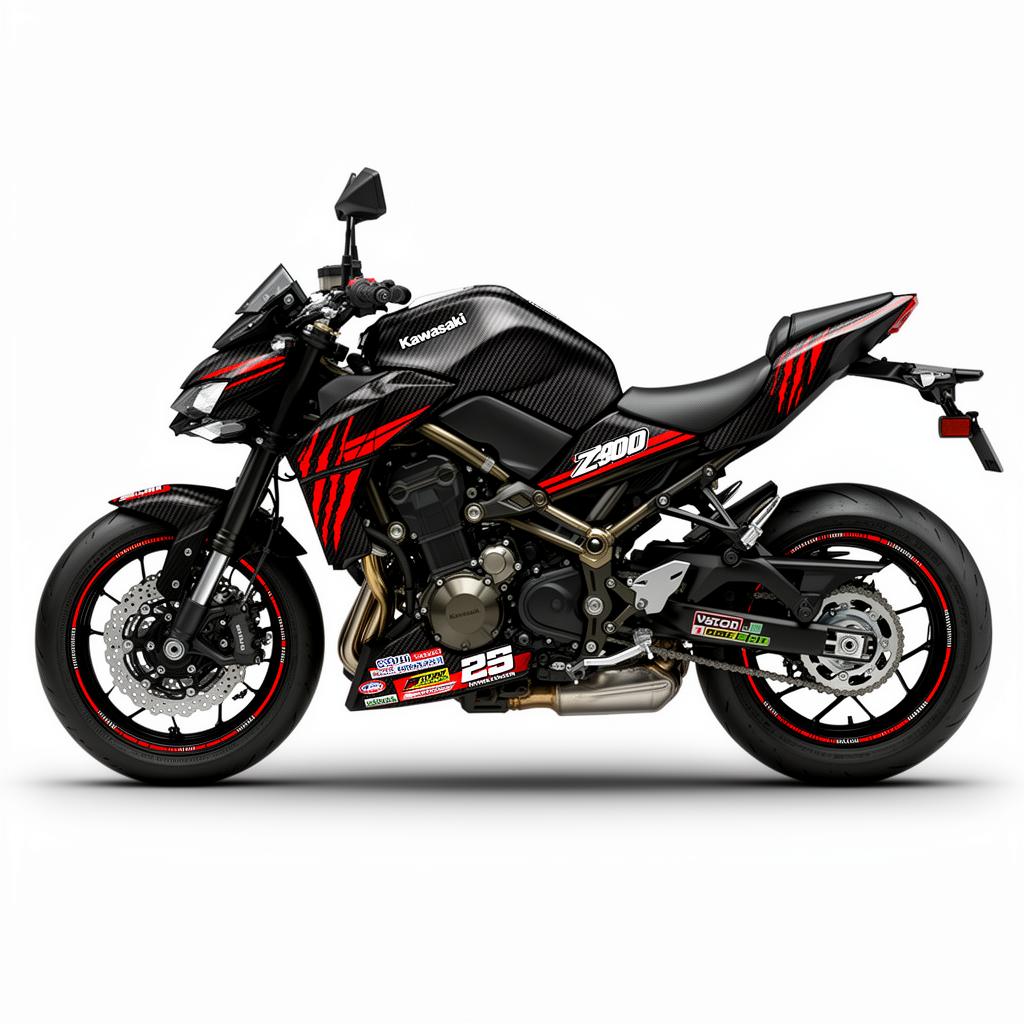 Kawasaki Z900 Carbon Red Decal Kit