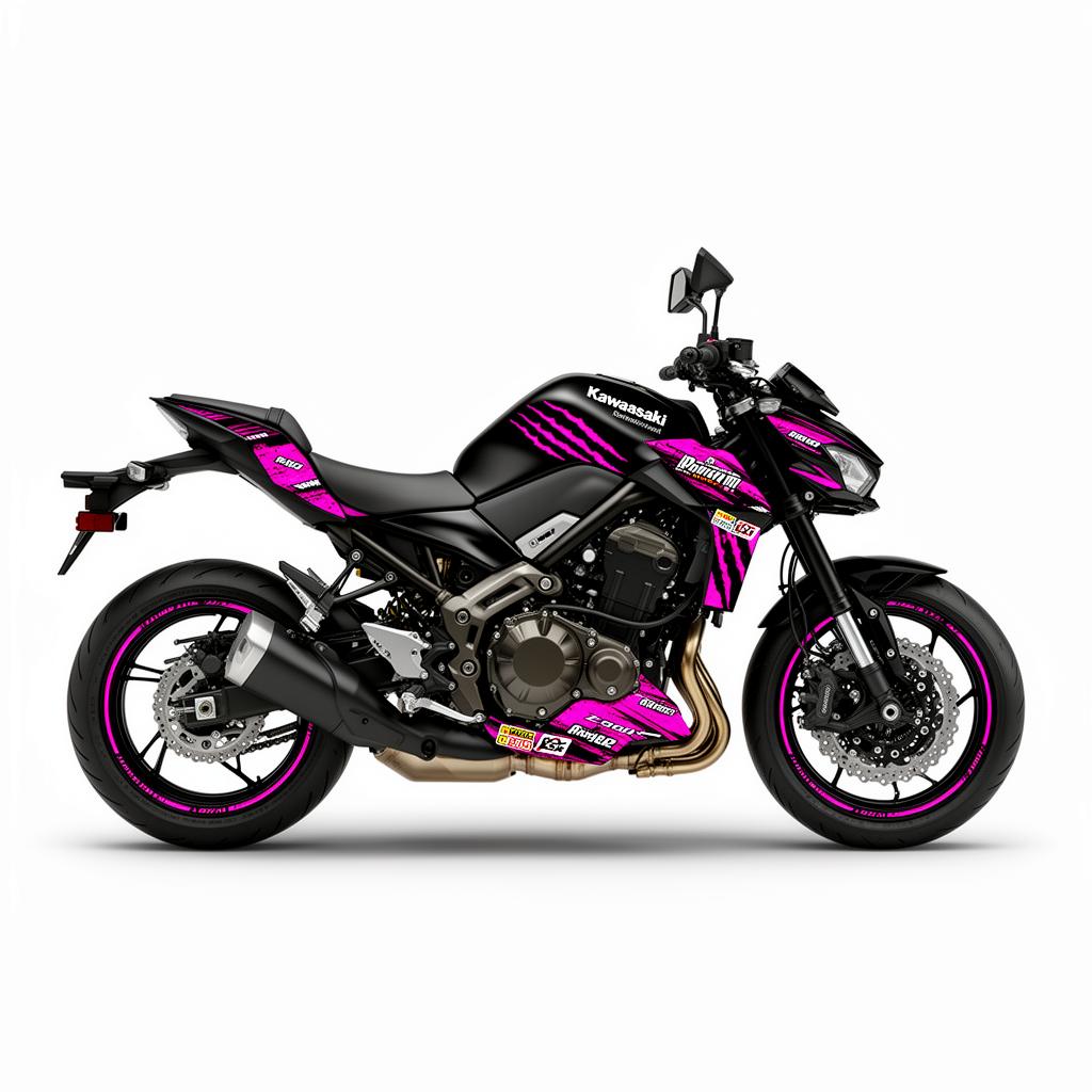 Kawasaki Z900 Pink Black Decal Kit