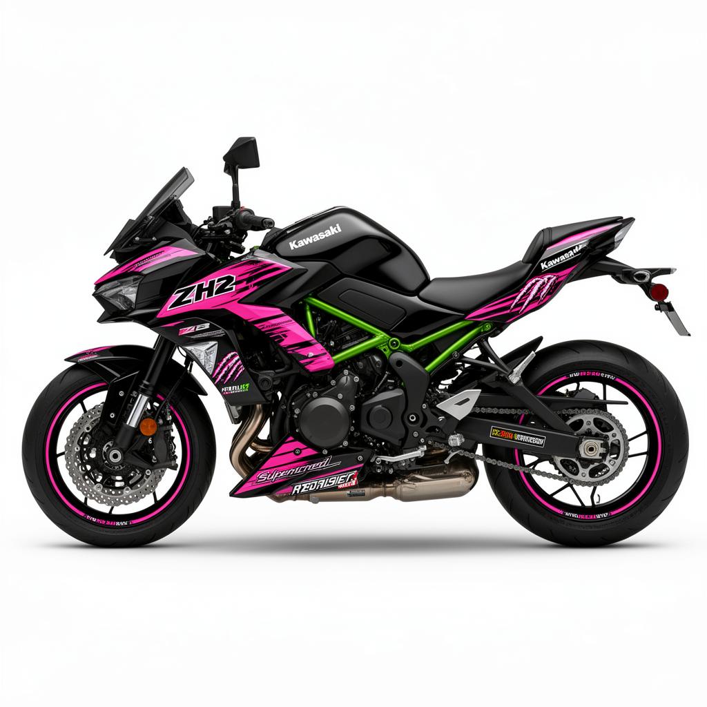 Kawasaki Z H2 Pink Black Decal Kit
