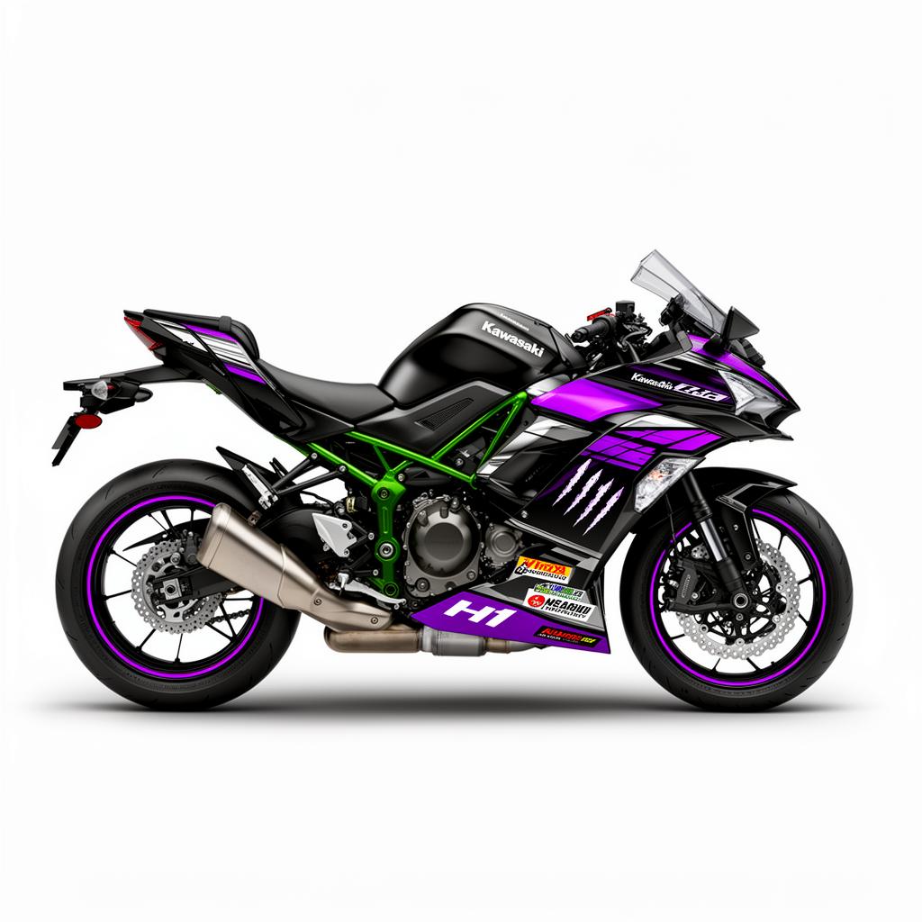 Kawasaki Z H2 Purple Silver Decal Kit