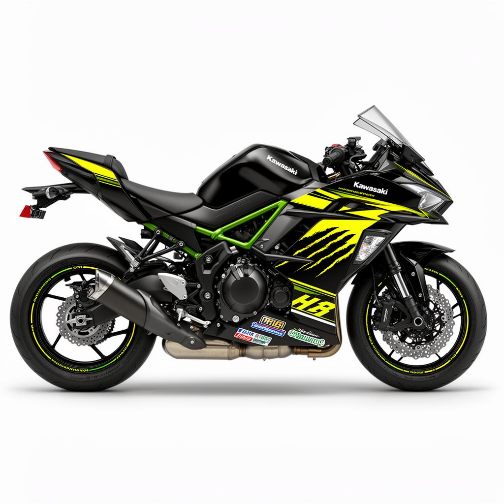 Kawasaki Z H2 Yellow Black Decal Kit