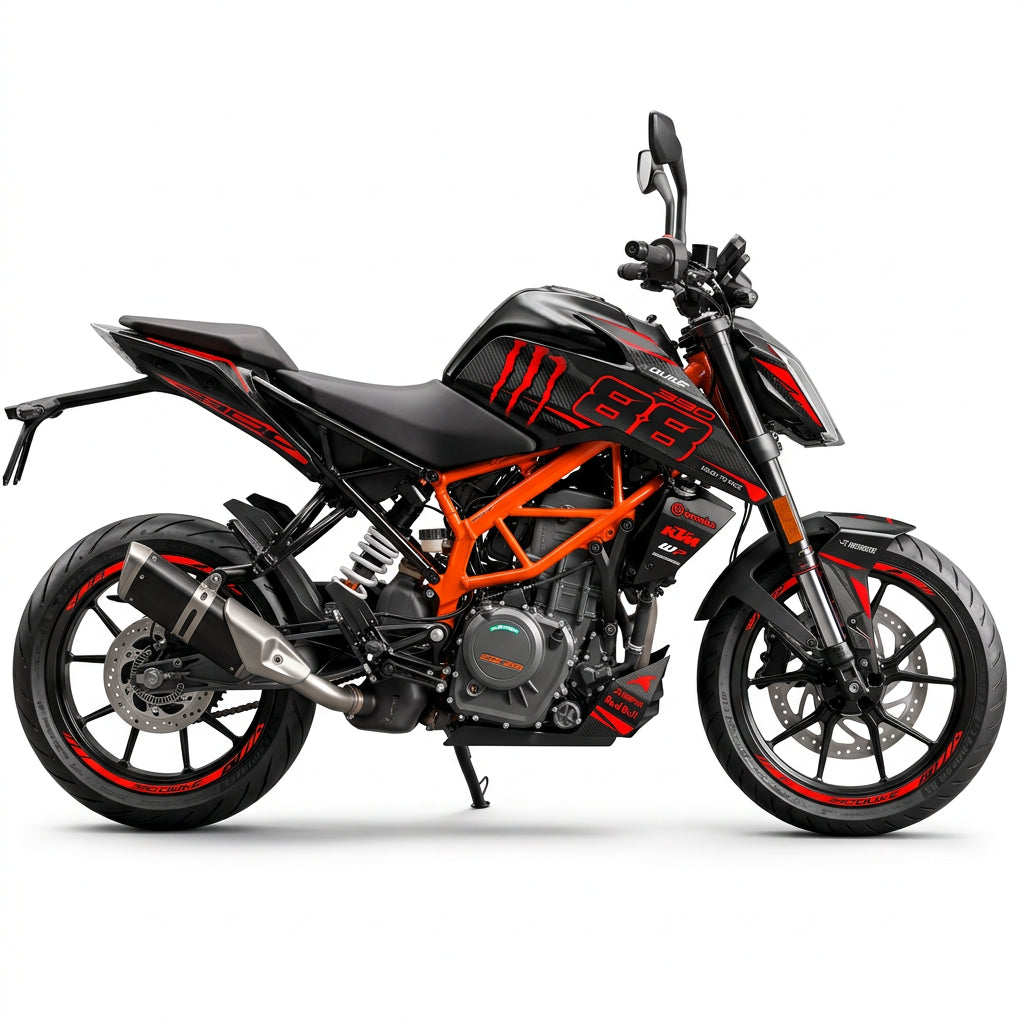 KTM Duke 390 Carbon Red Racing Decal Kit