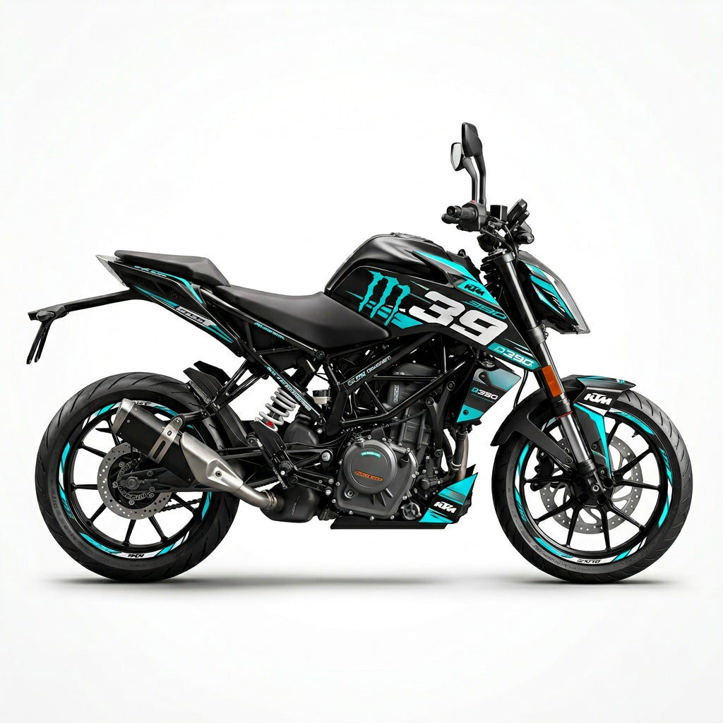 KTM Duke 390 Cyan White Graphics Kit