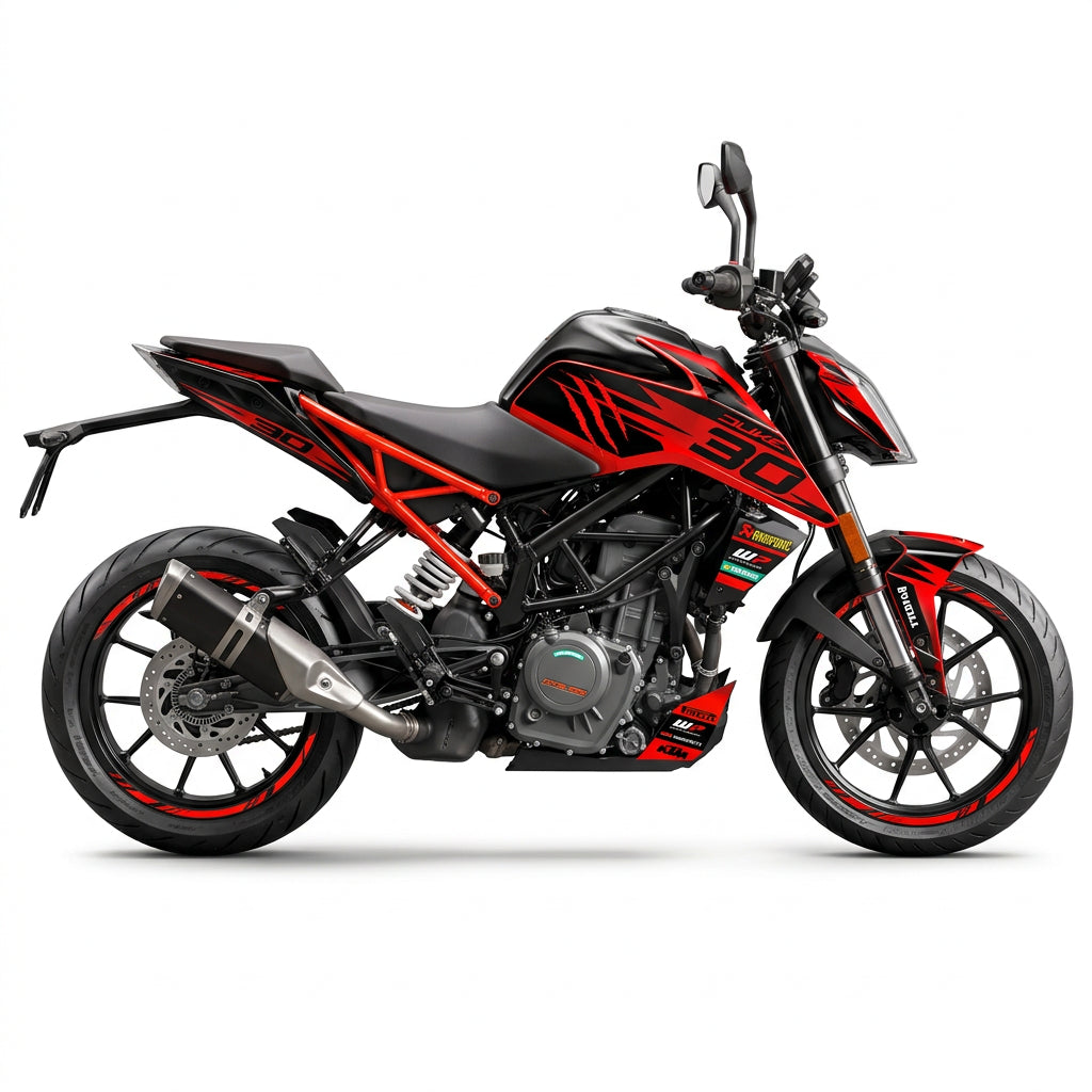 KTM Duke 390 Red Black Graphics Kit