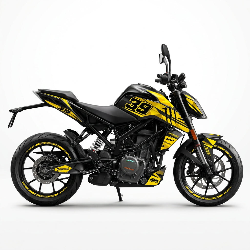 KTM Duke 390 Yellow Black Racing Decal Kit
