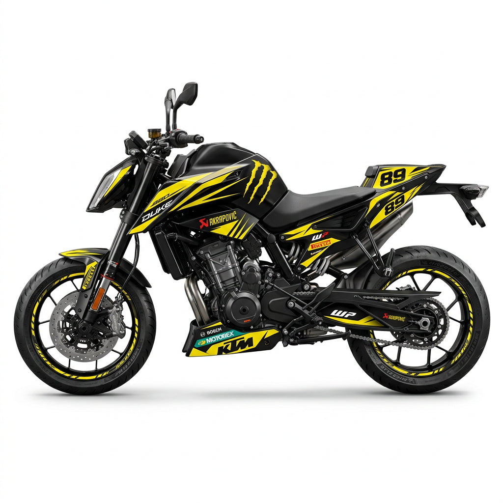 KTM Duke 890 Yellow Black Racing Decal Kit