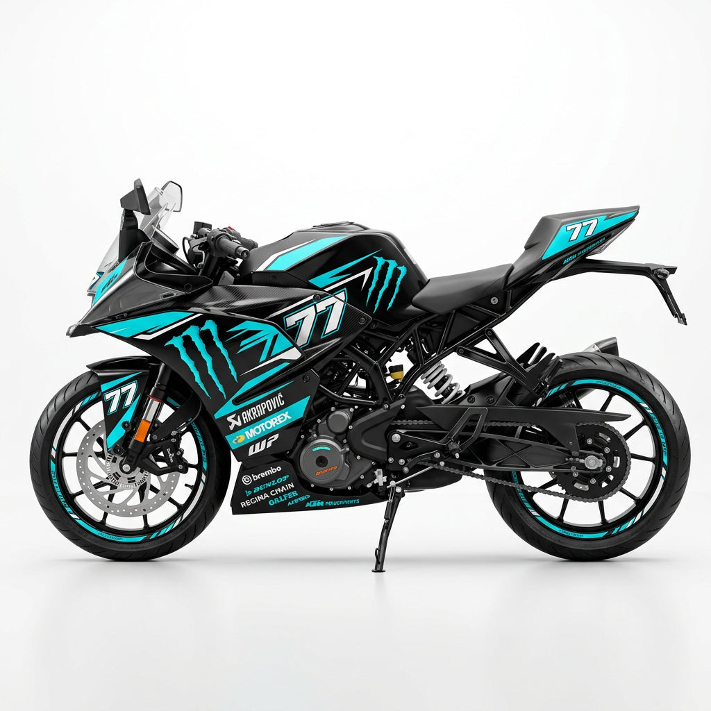 KTM RC 390 Cyan White Graphics Kit