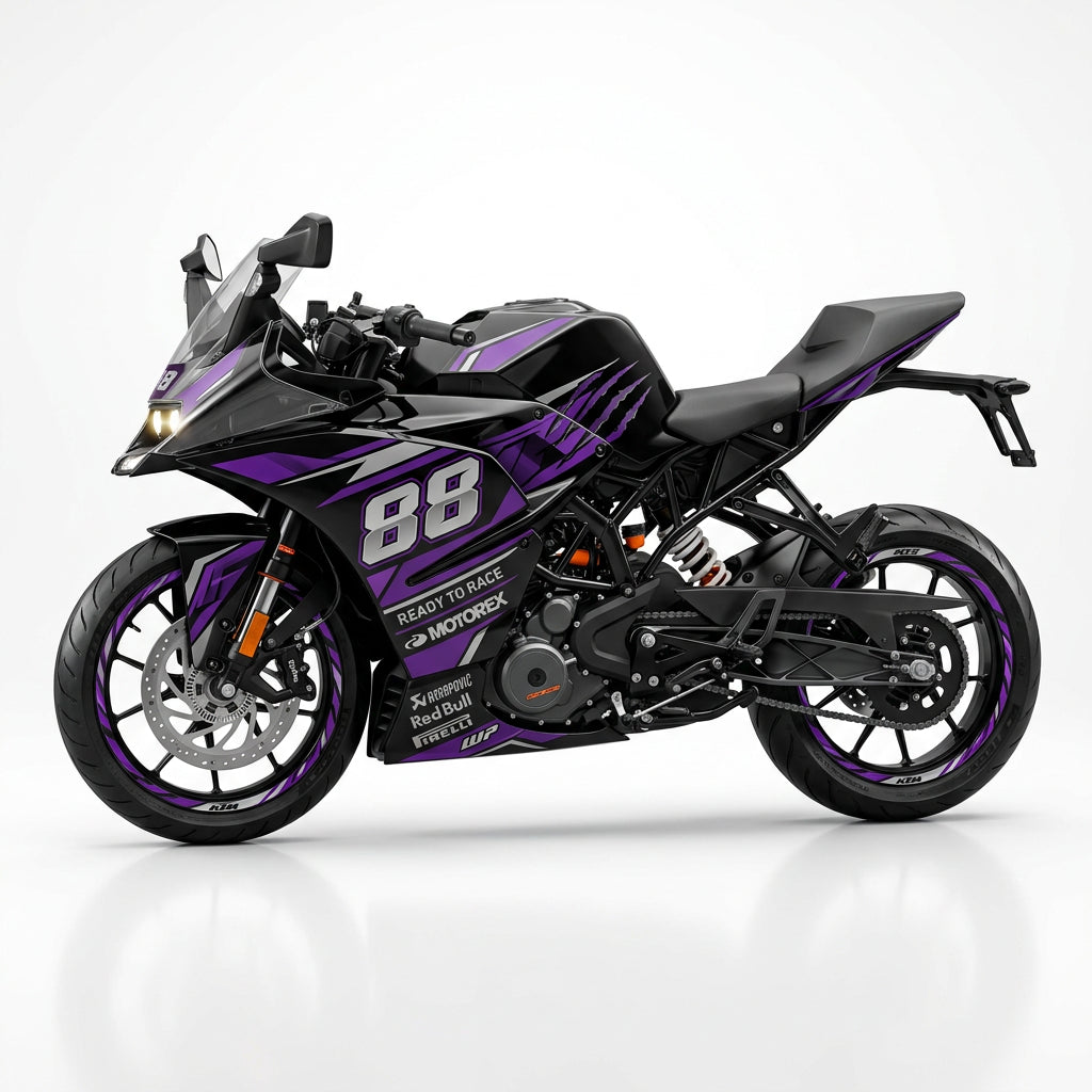 KTM RC 390 Purple Silver Graphics Kit