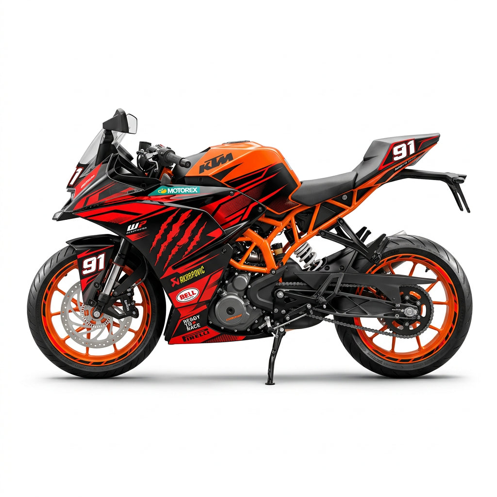KTM RC 390 Red Black Graphics Kit