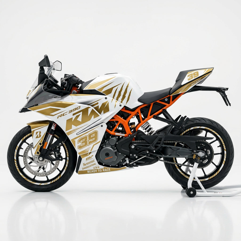 KTM RC 390 White Gold Graphics Kit