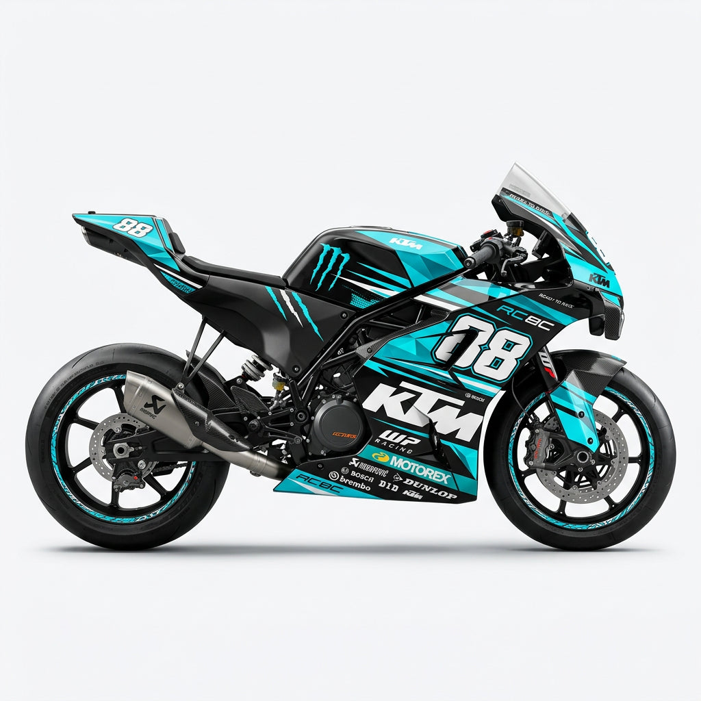 KTM RC 8C Cyan White Graphics Kit