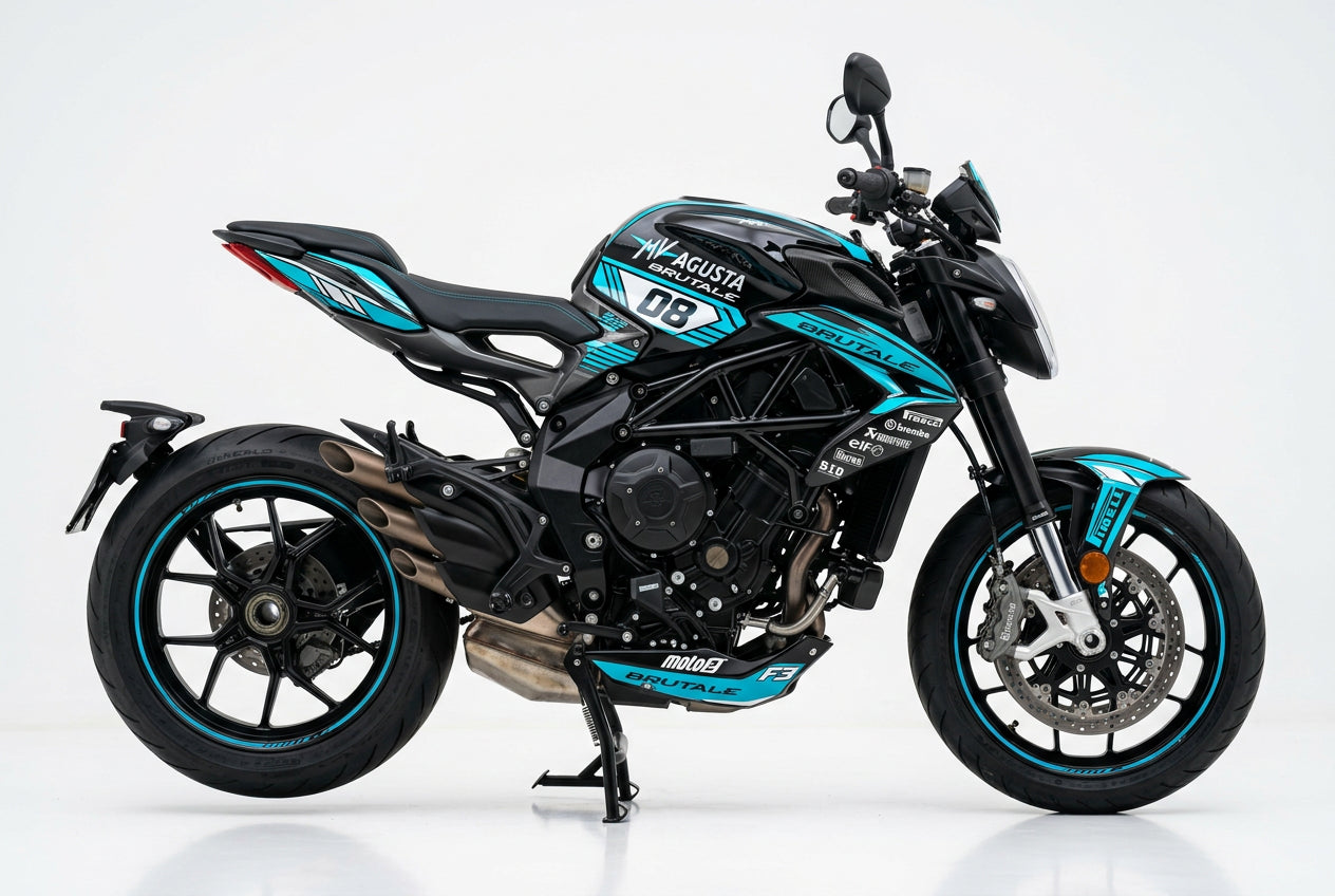 MV Agusta Brutale 800 Cyan White Graphics Kit