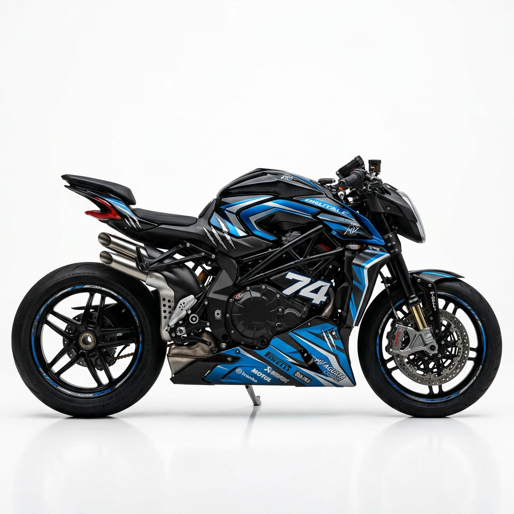 MV Agusta Brutale 1000 Blue Silver Metallic Graphics Kit