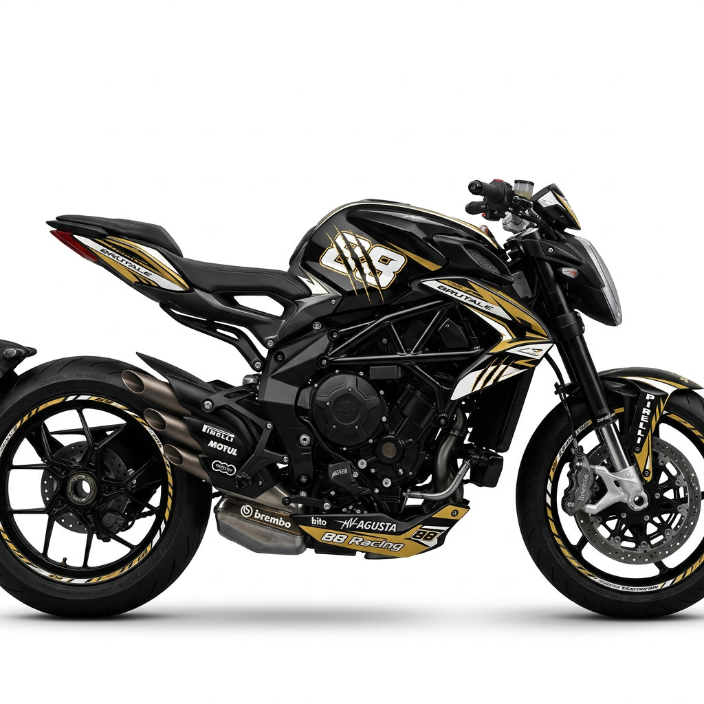 MV Agusta Brutale 800 Racing Graphics Kit White Gold