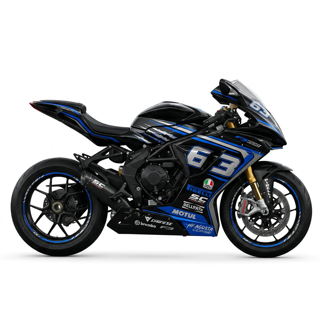 MV Agusta F3 Racing Graphics Kit Blue Silver