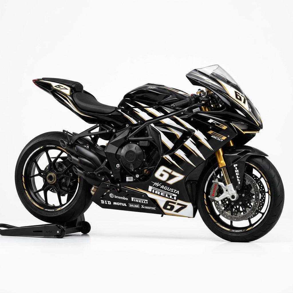 MV Agusta F3 Racing Graphics Kit White Gold