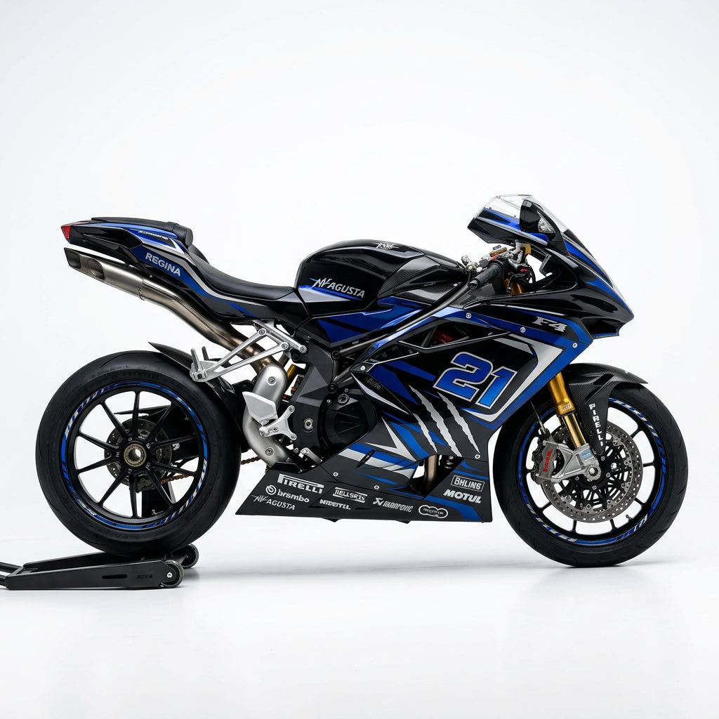 MV Agusta F4 Racing Graphics Kit Blue Silver