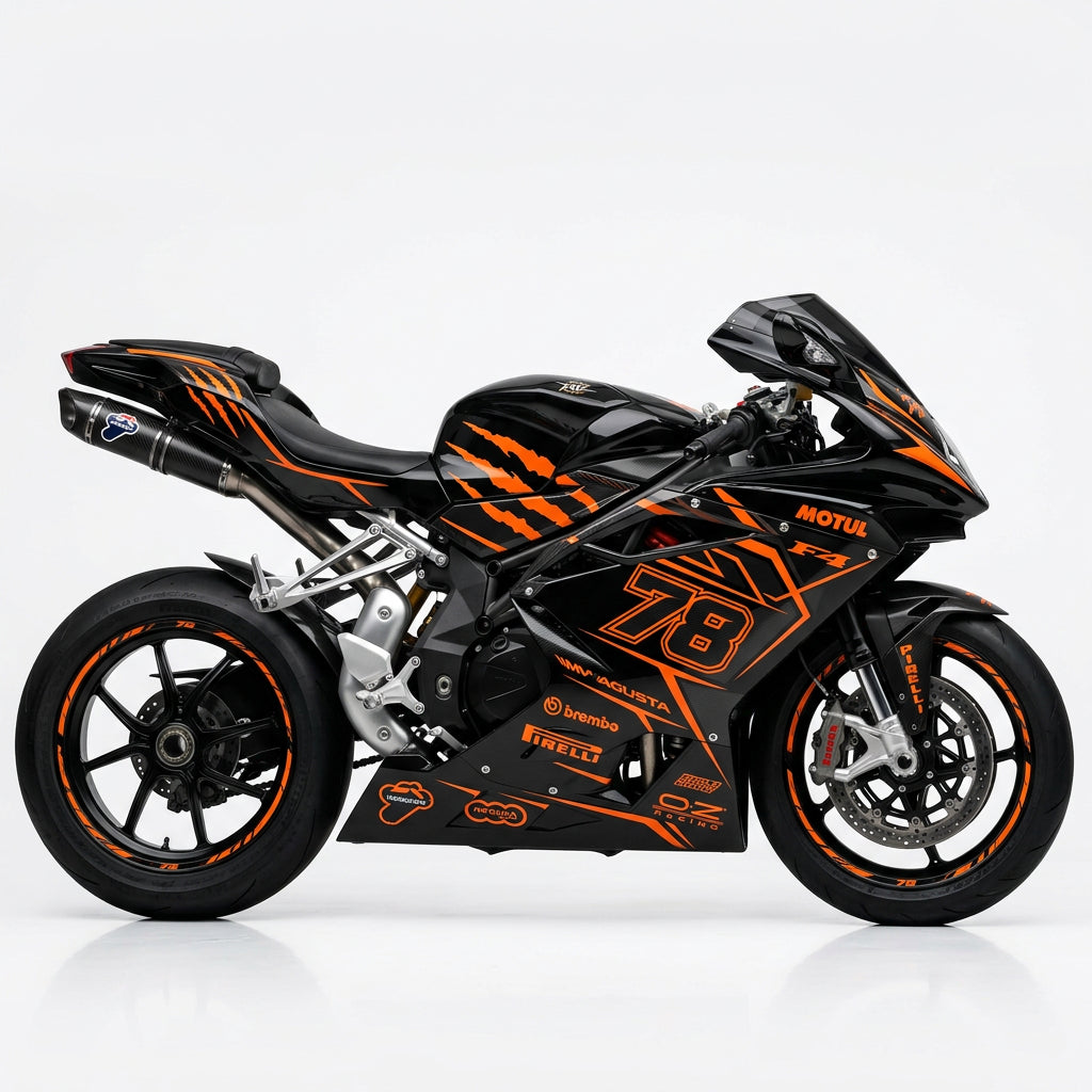 MV Agusta F4 Racing Graphics Kit Orange Black